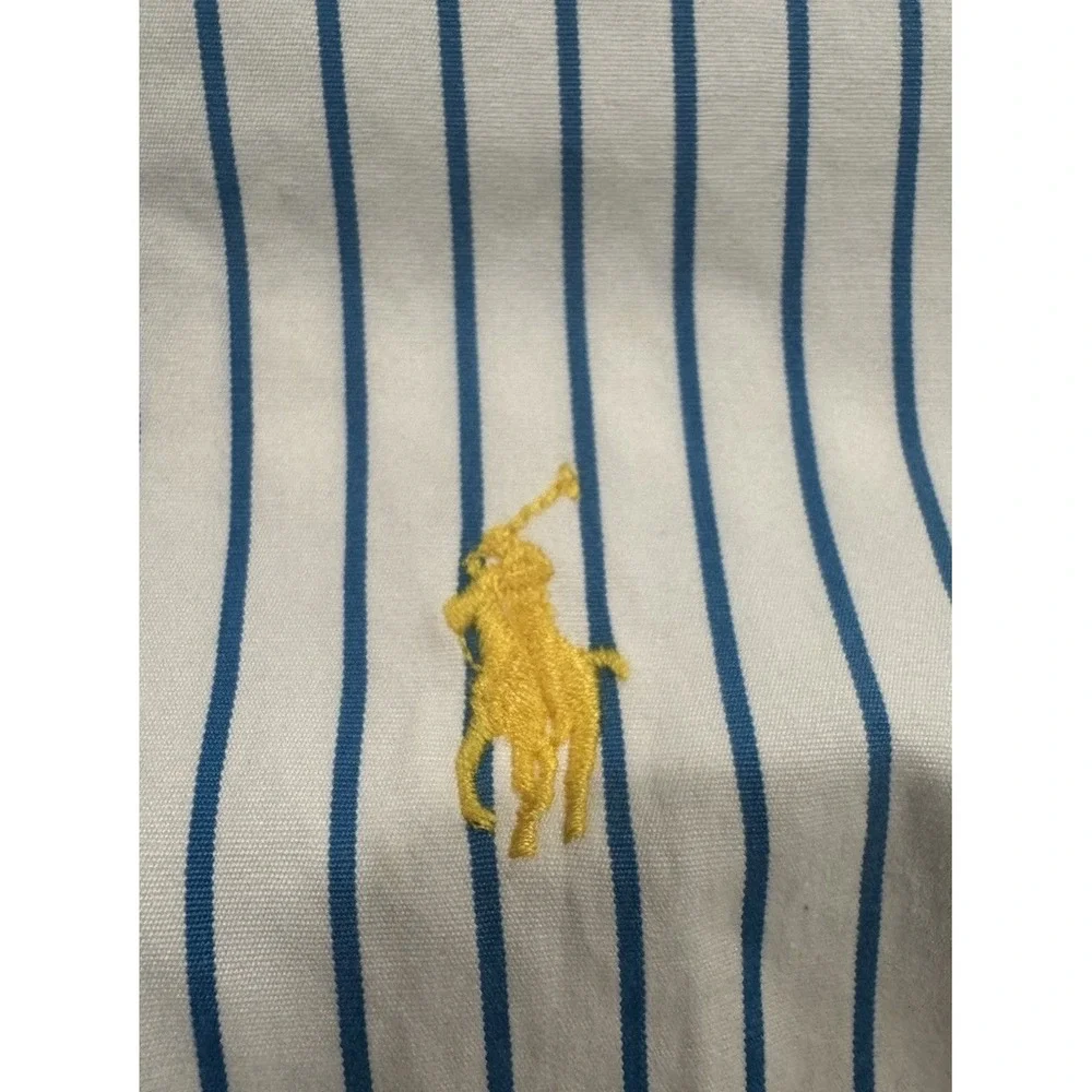 Ralph Lauren‎ Oxford Shirt Mens XL White Blue Stripes Classic Fit Button Down